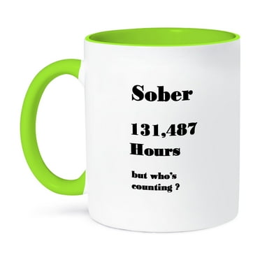 3dRose, Image of Sober 15 Years Or 131487 Hours, 15oz Two-Tone Green Mug