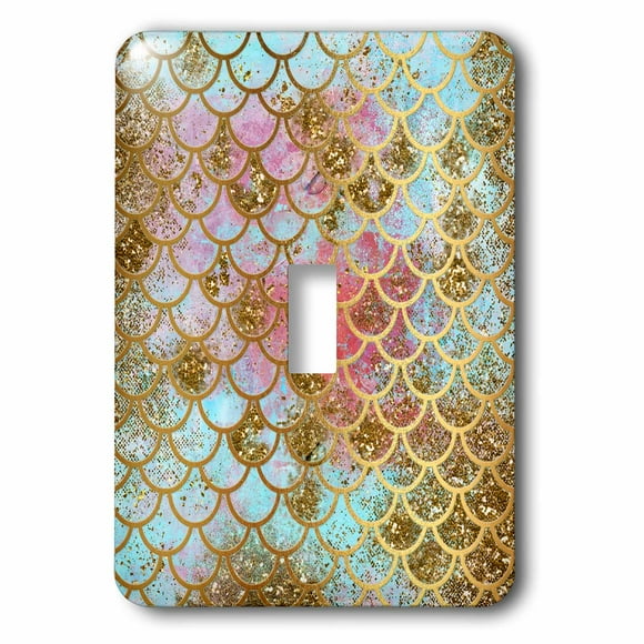 Image of Sparkling Pink Luxury Elegant Mermaid Scales Glitter Effect Art print single toggle switch lsp-266933-1
