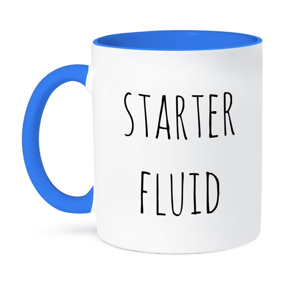 3dRose, Image of Starter Fluid Quote, 15oz Two-Tone Blue Mug
