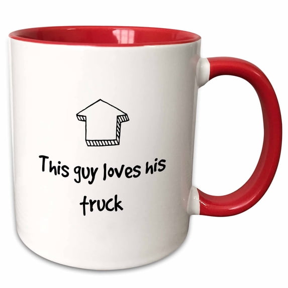 Image of This Guy Loves His Truck Quote 15oz Two-Tone Red Mug mug-293445-10