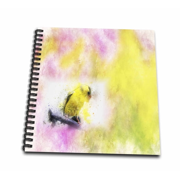 3dRose, Image of Watercolor Pink and Yellow With Yellow Bird, Drawing Book 8 x 8 inch