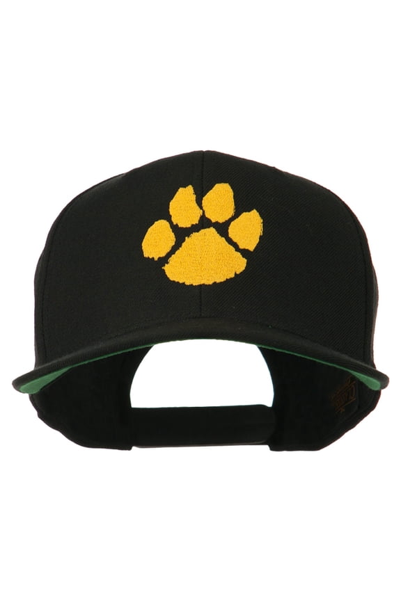 Image of a Paw Embroidered Flat Bill Cap - Black OSFM