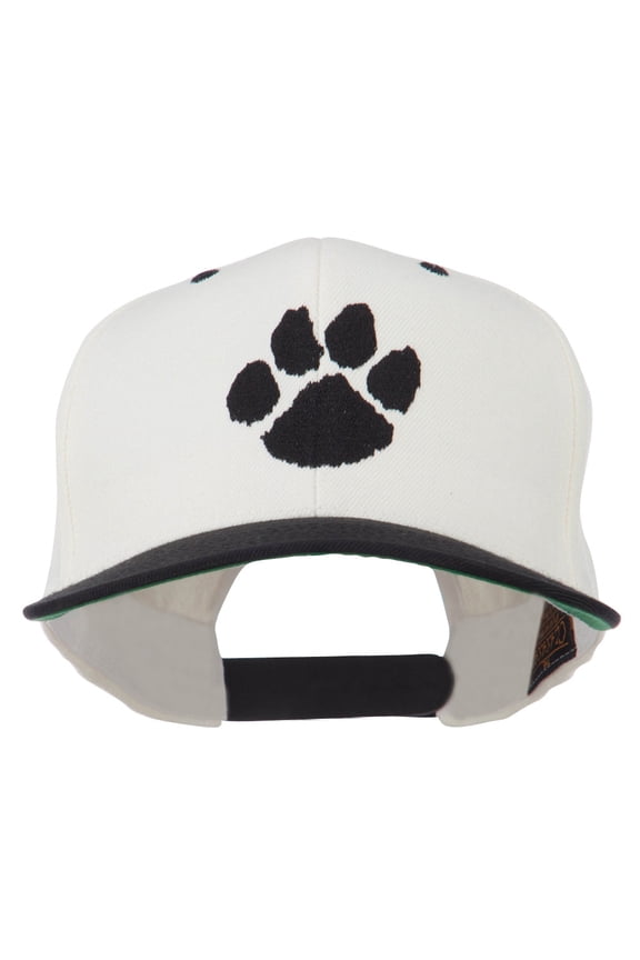 Image of a Paw Embroidered Flat Bill Cap - Natural Black OSFM
