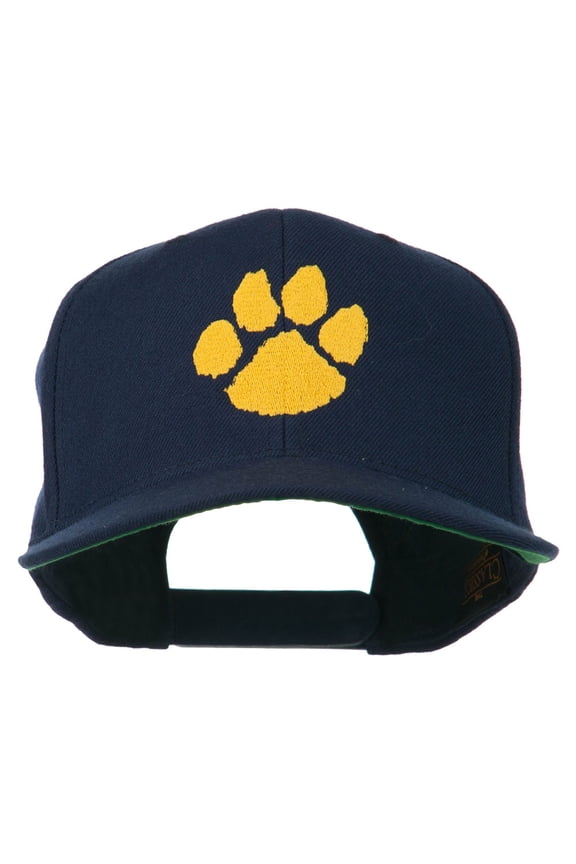 Image of a Paw Embroidered Flat Bill Cap - Navy OSFM