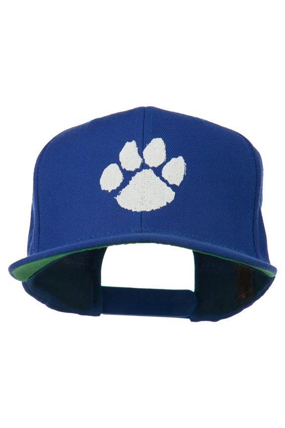 Image of a Paw Embroidered Flat Bill Cap - Royal OSFM