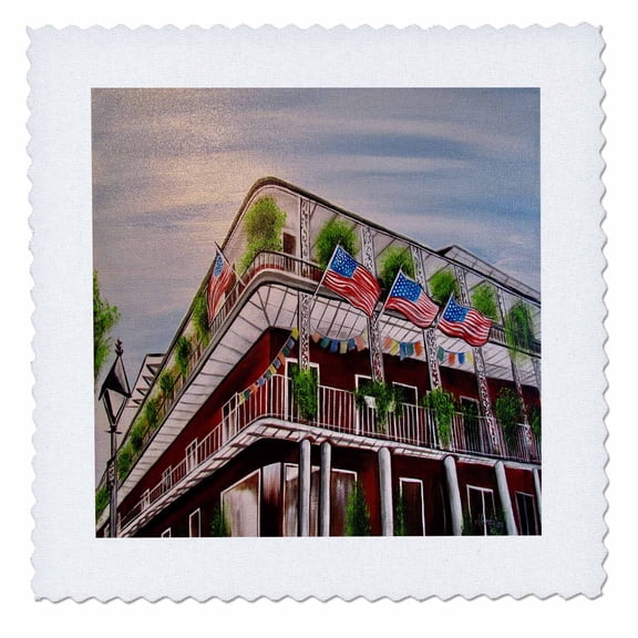 3dRose, Image of a street corner in New Orleans., 10x10 inch quilt square
