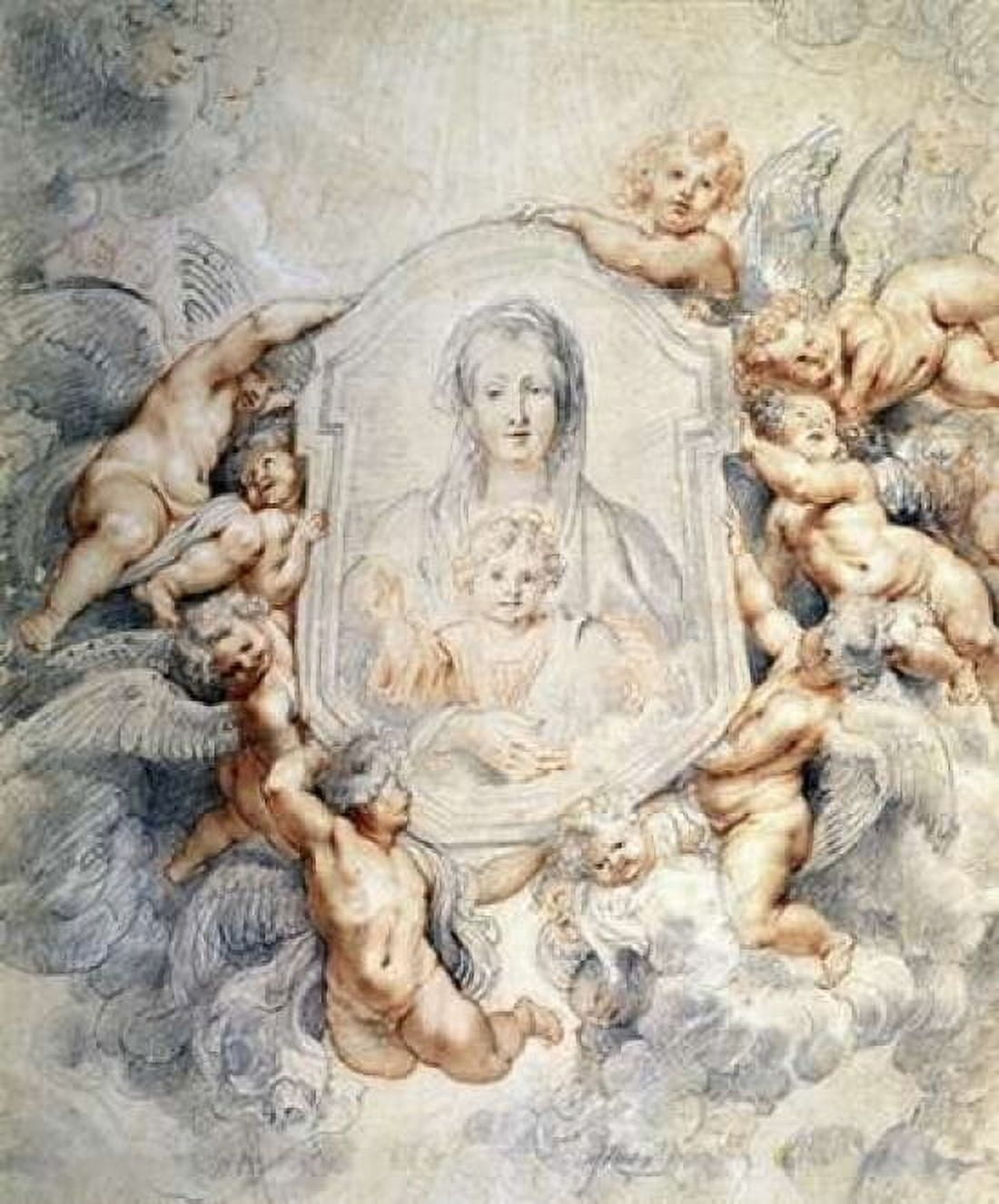 Image of the Virgin Portrayed with Angels Canvas Art - Peter Paul Rubens (24 x 24)