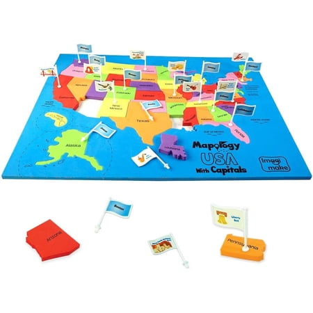 Imagimake Mapology Puzzle Map of The United States - Learn States, Capitals & Fun Facts | USA Geography Jigsaw Floor Puzzles Learning Games for Kids 5+