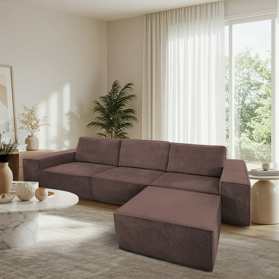 Imaginarium Home 4-Piece Sectional Sofa Modular Couch-in-a-Box, Chocolate