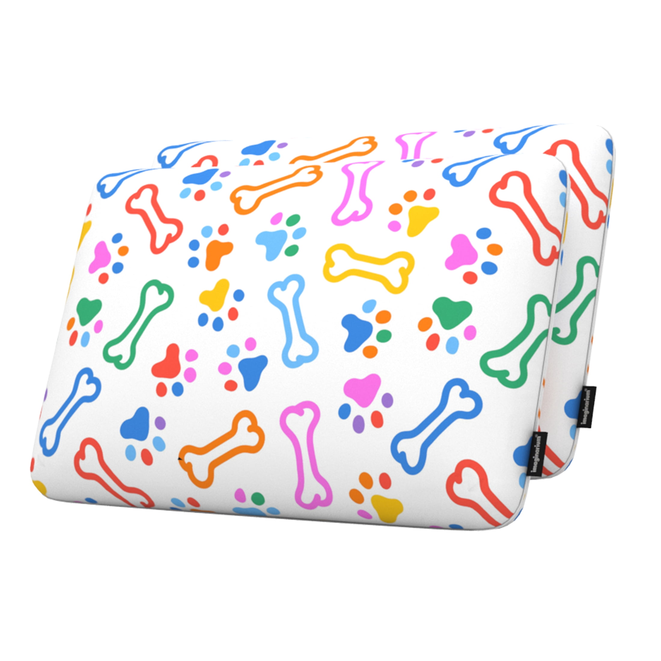 Imaginarium Memory Foam Fun Pillow for Kids and Adults with Cool-to-the-Touch Cover, Standard/Queen, Dog Bones, 2 pack