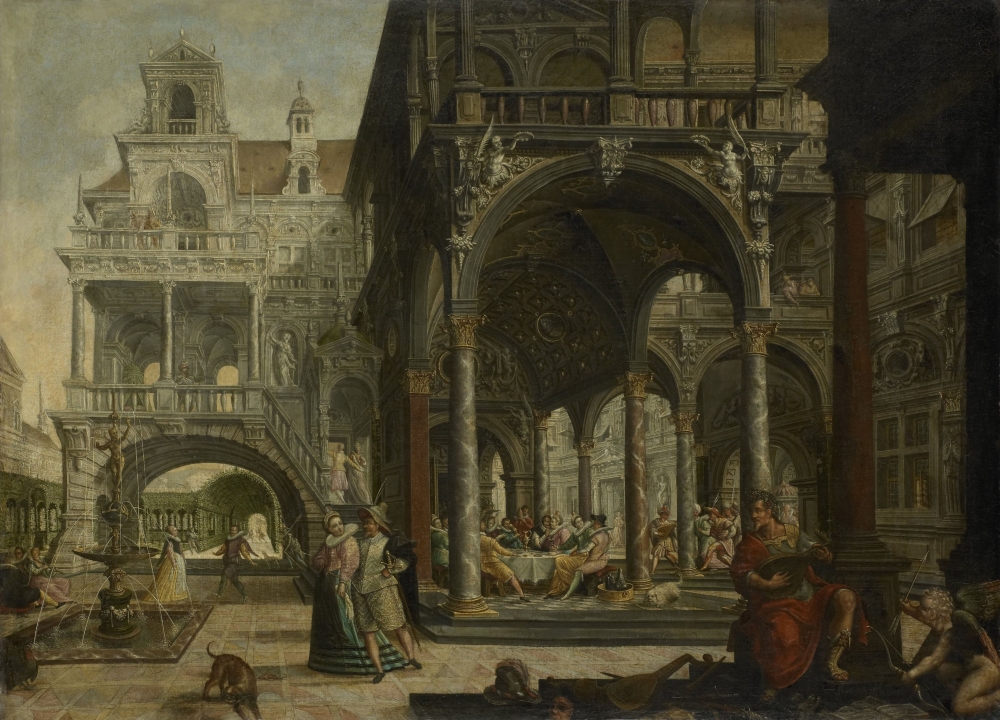 Imaginary Renaissance Palace Canvas Art - (24 x 18)