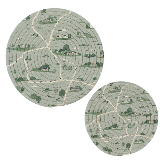 Imaginary Town Trivets Potholders Cotton Braided Potholders Heat-Resistant Pads 7.09'' and 9.45''