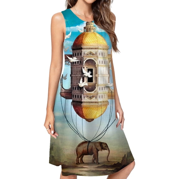 Imaginary Traveler Dress Elegant Party Dresses Evening Dresses Women Dress Sleeveless Dress Ladies Dresses