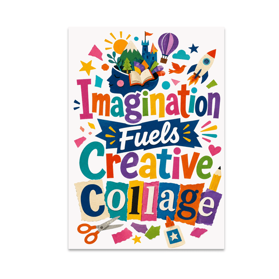 Imagination Fuels Creative Collage - Art Enthusiast - 13x19 Poster Print