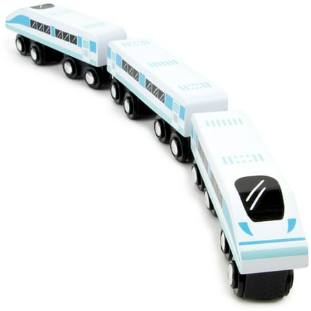 Bullet Train Express | 3 Magnetic Wooden Cars Compatible with Most Brands