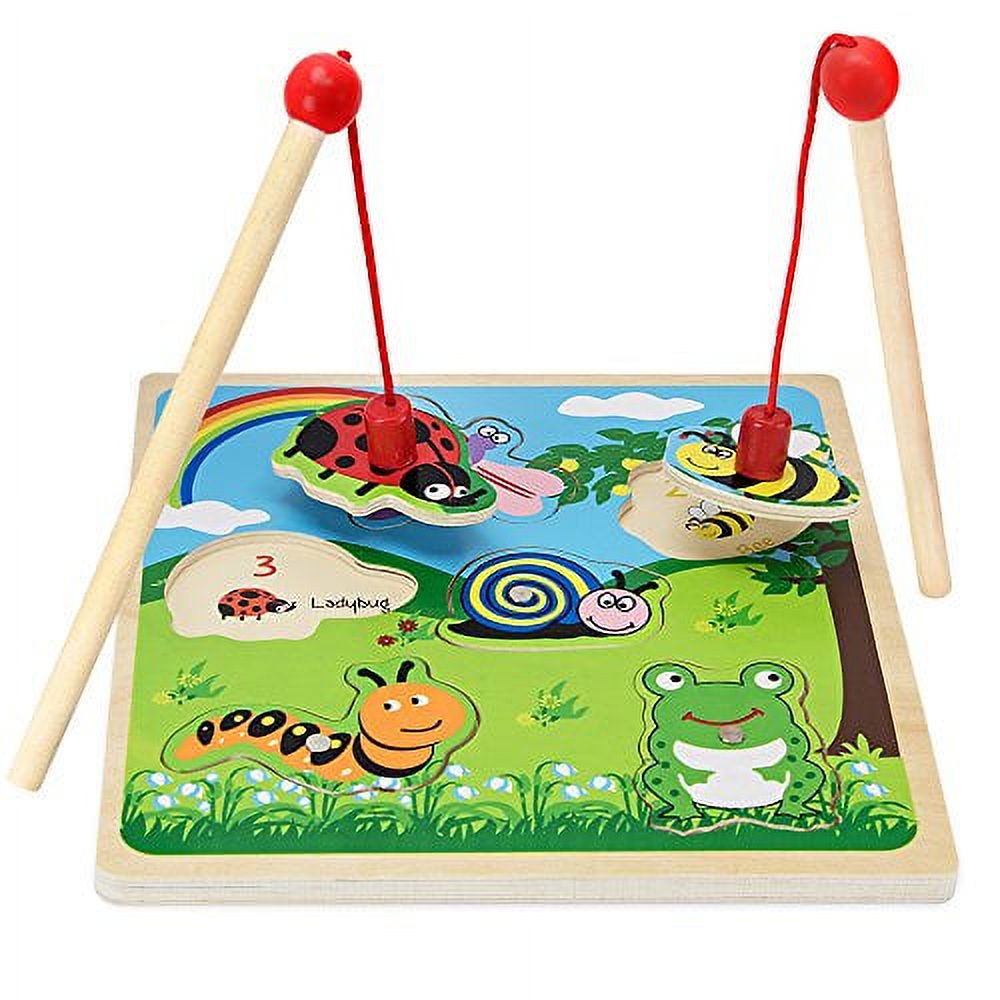 Imagination Generation Lift & Look Magnetic Bug Catcher Wooden Dexterity Fishing Game - image 1 of 8