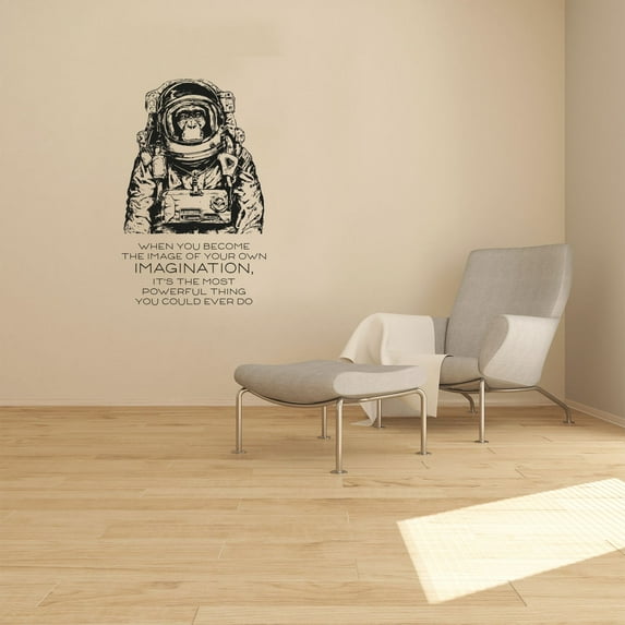 Imagination Monkey Motivation Quote Animal Animals Life Quotes Wall Sticker Art Decal for Girls Boys Room Bedroom Nursery House Fun Home Decors Stickers Wall Arts Vinyl Decoration Size (40x24 inch)