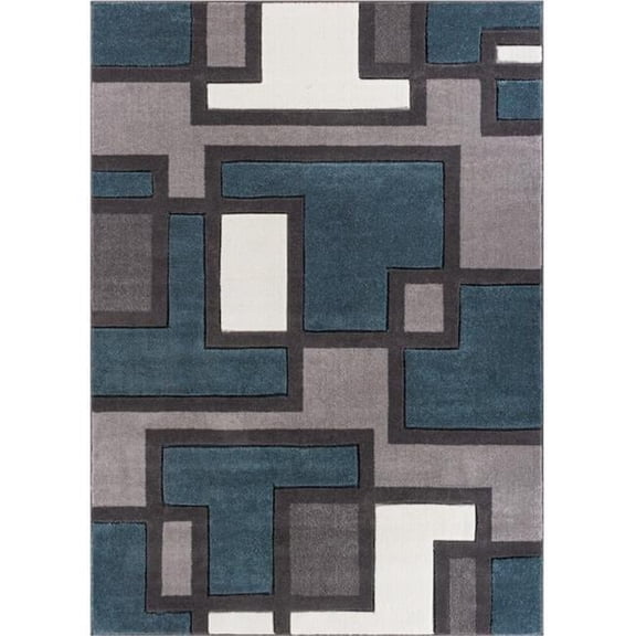 Imagination Squares Modern Rug, Blue - 9 ft. 3 in. x 12 ft. 6 in.