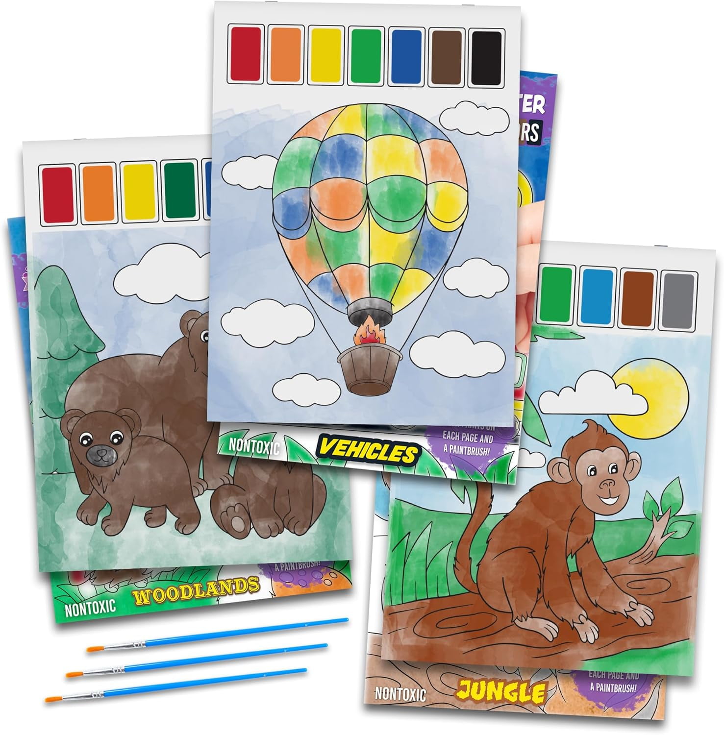 Imagination Works Paint With Water Books - 3 Pack - Vehicles, Woodland & Jungle
