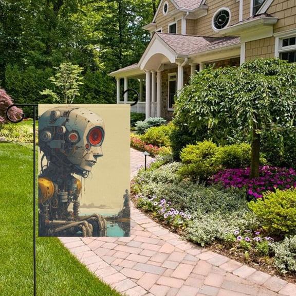 Imaginative Science Fiction Illustrations Garden Flag 28x40 inch Double Sided Outside Yard Decorations for Home Outdoor
