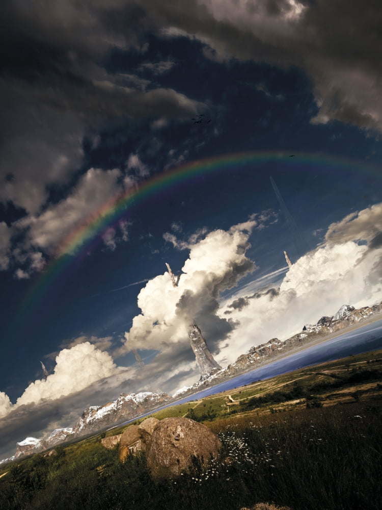 Imaginative environment with large spires on an alien planet Canvas Art - Tobias RoetschStocktrek Images (13 x 17)