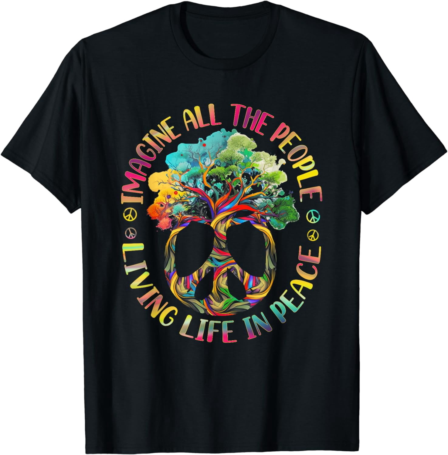 Imagine All The People Living Life In Peace Baseball Cap - Hippie Peace Sign Hat For Women & Men