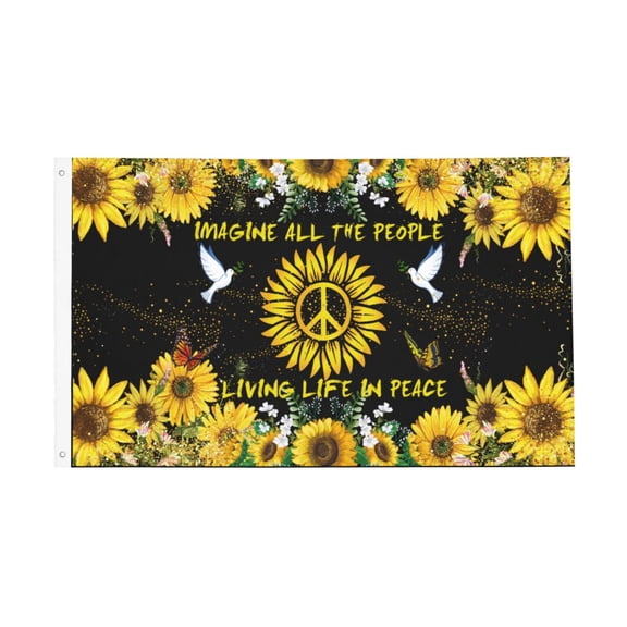 Imagine All The People Living Life In Peace Flag 3x5 Ft Outdoor Indoor With Grommet Garden Yard Banner Decorative Sign