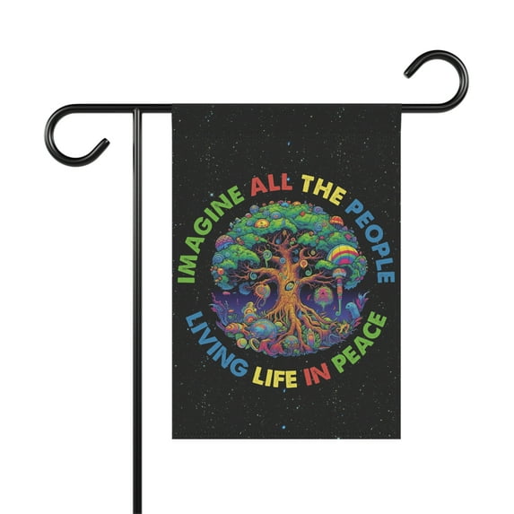 Imagine All The People Living Life In Peace Hippie Roots Flag ID-0626-5EC1