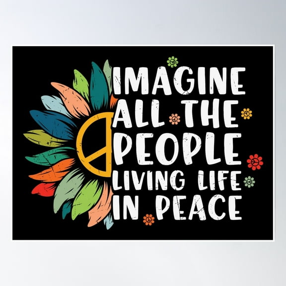 Imagine All The People Living Life In Peace Poster Wall Art, Modern Wall Decor, 8x12 UNFRAMED