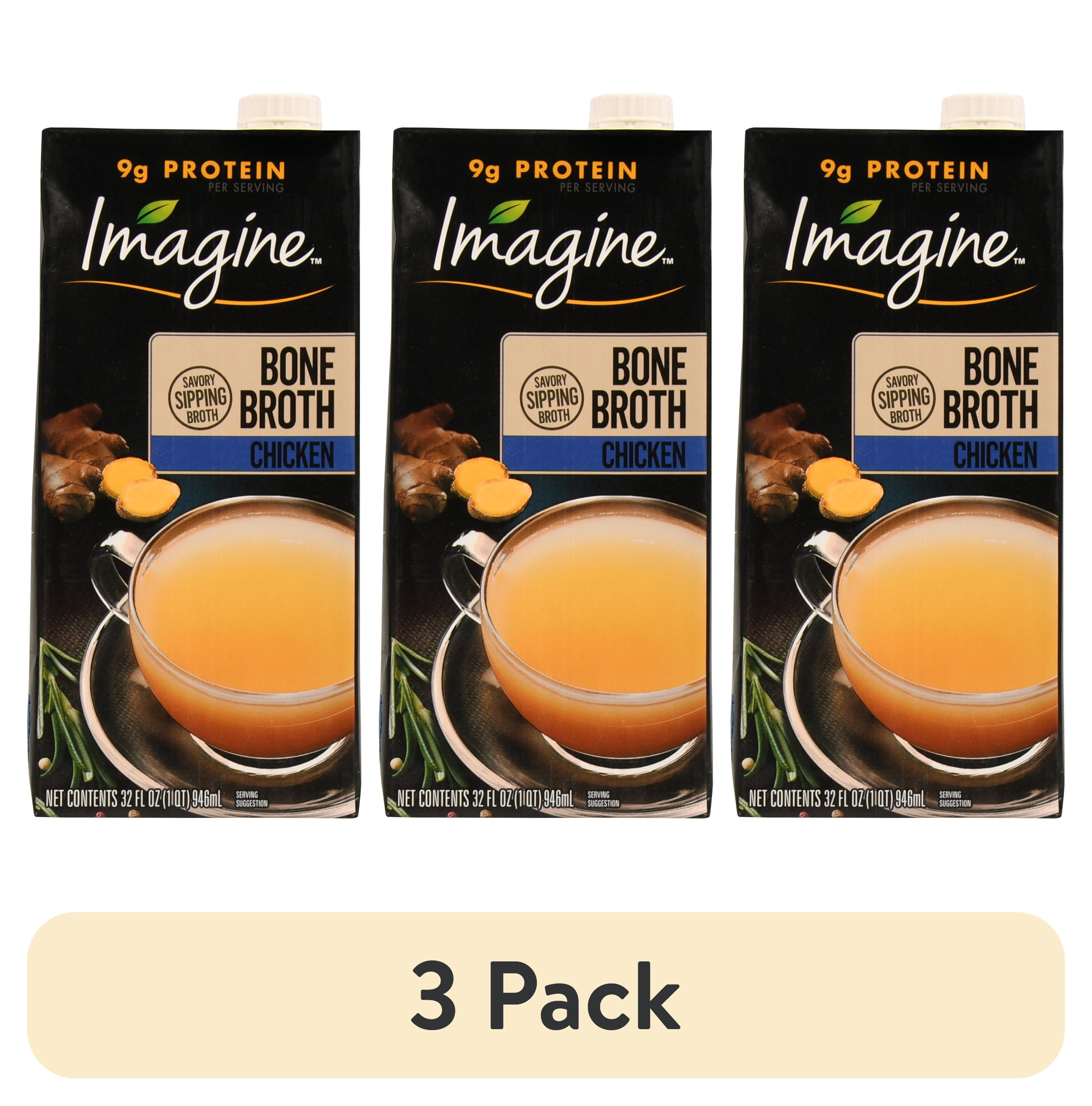 (3 pack) Imagine GlutenFree FatFree Bone Chicken Broth, 32 fl oz