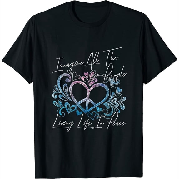 Imagine Hippie People Living Life in Peace and Love Gift Womens T-Shirt Black 4XL