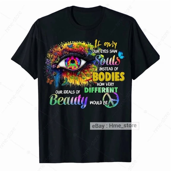 Imagine Hippie Souls Peace Sign T-Shirt Good Vibe Inspirational Hippy Tee, Unisex T-Shirt