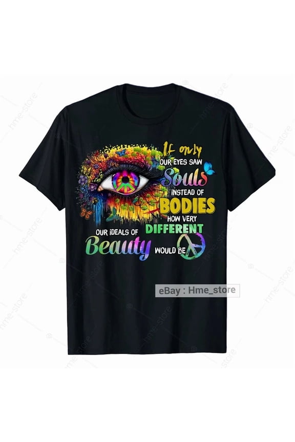 Imagine Hippie Souls Peace Sign T-Shirt Good Vibe Inspirational Hippy Tee
