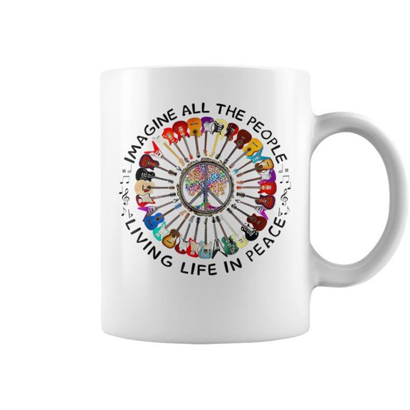 Imagine Music Peace And Music Guitar Circle Harmony Coffee Mugs