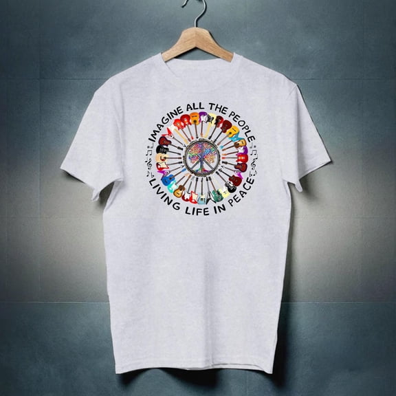 Imagine Peace Guitar Shirt – Vintage Music Lyric Graphic Tee New Instock-TH2800