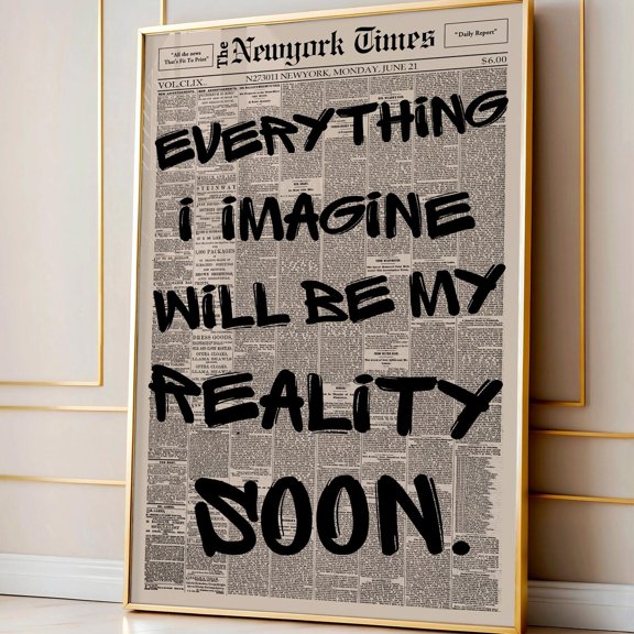 Imagine Reality Motivational Typography Wall Art Home Decor