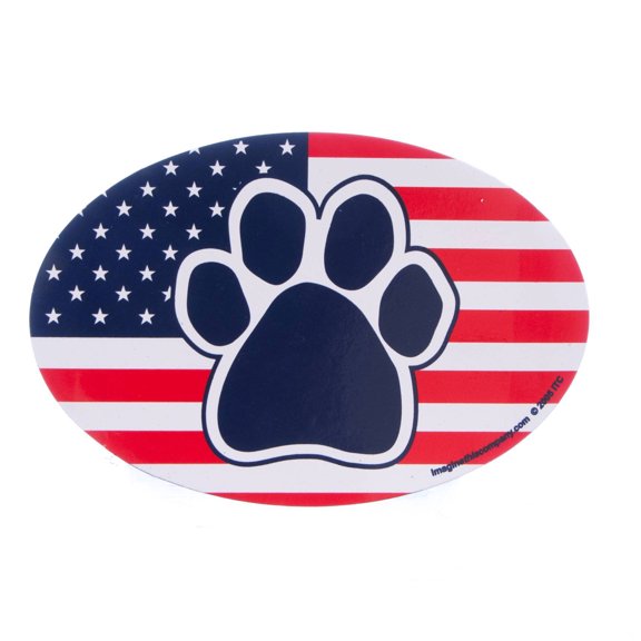 Imagine This 4-Inch by 6-Inch Car Magnet Oval, Paw American Flag