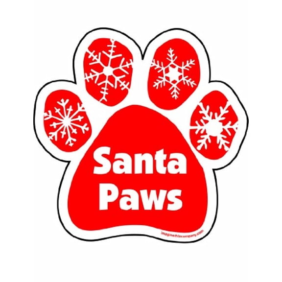 Imagine This 5-1/2-Inch by 5-1/2-Inch Santa Paws Car Magnet, Red