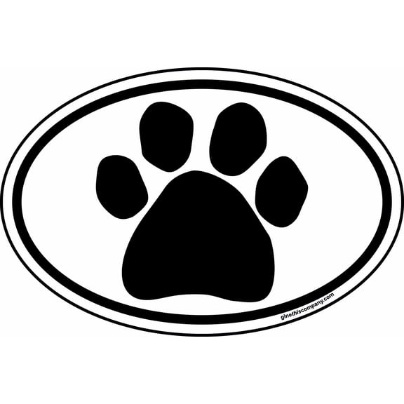 Imagine This 6-Inch by 4-Inch Oval Paw Car Magnet, White and Black (O0241)