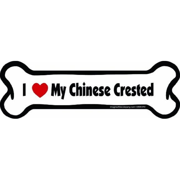 Imagine This Bone Car Magnet, I Love My Chinese Crested, 2-Inch by 7-Inch