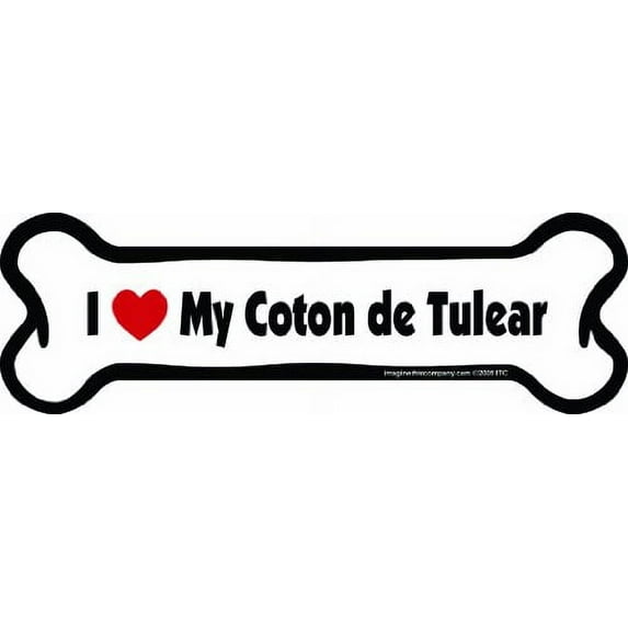 Imagine This Bone Car Magnet, I Love My Coton De Tulear, 2-Inch by 7-Inch