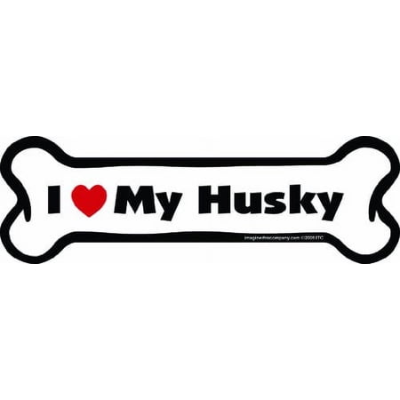 Imagine This Bone Car Magnet, I Love My Husky, 2-Inch by 7-Inch