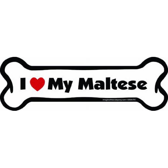 Imagine This Bone Car Magnet, I Love My Maltese, 2-Inch by 7-Inch