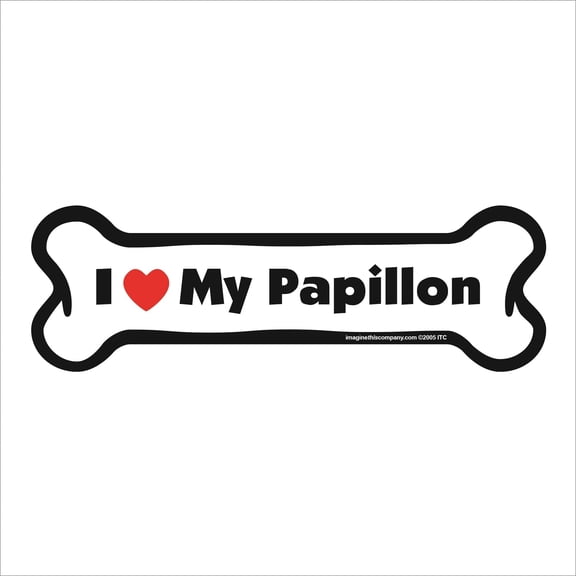 Imagine This Bone Car Magnet, I Love My Papillon, 2-Inch by 7-Inch