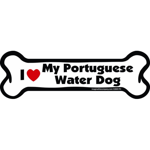 Imagine This Bone Car Magnet, I Love My Portuguese Water Dog, 2-Inch by 7-Inch