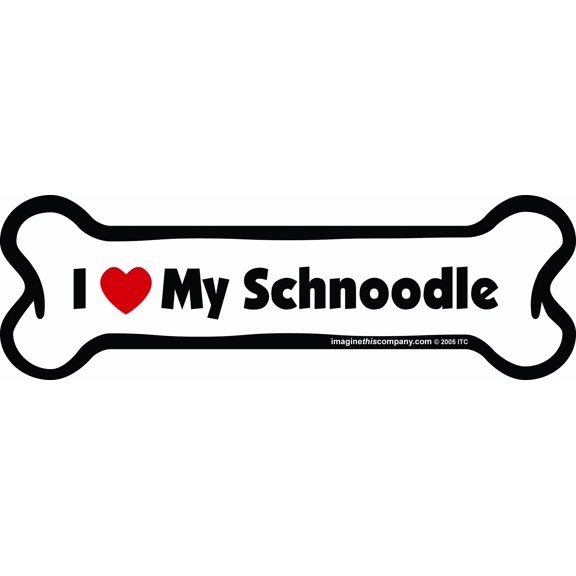 Imagine This Bone Car Magnet, I Love My Schnoodle, 2-Inch by 7-Inch