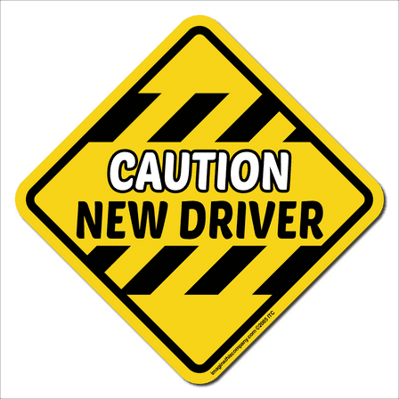 Imagine This Caution New Driver Removable and Reusable Yellow Car Magnet for Student Drivers