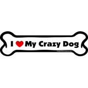 Imagine This I Love My Crazy Dog Bone Car Magnet, 2-Inch by 7-Inch