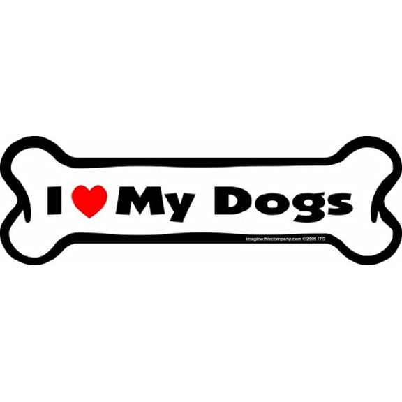 Imagine This I Love My Dogs Bone Car Magnet Automotive Decals & Stickers, 2" x 7"