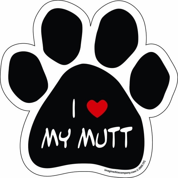 Imagine This Paw Car Magnet, I Love My Mutt, 5-1/2-Inch by 5-1/2-Inch
